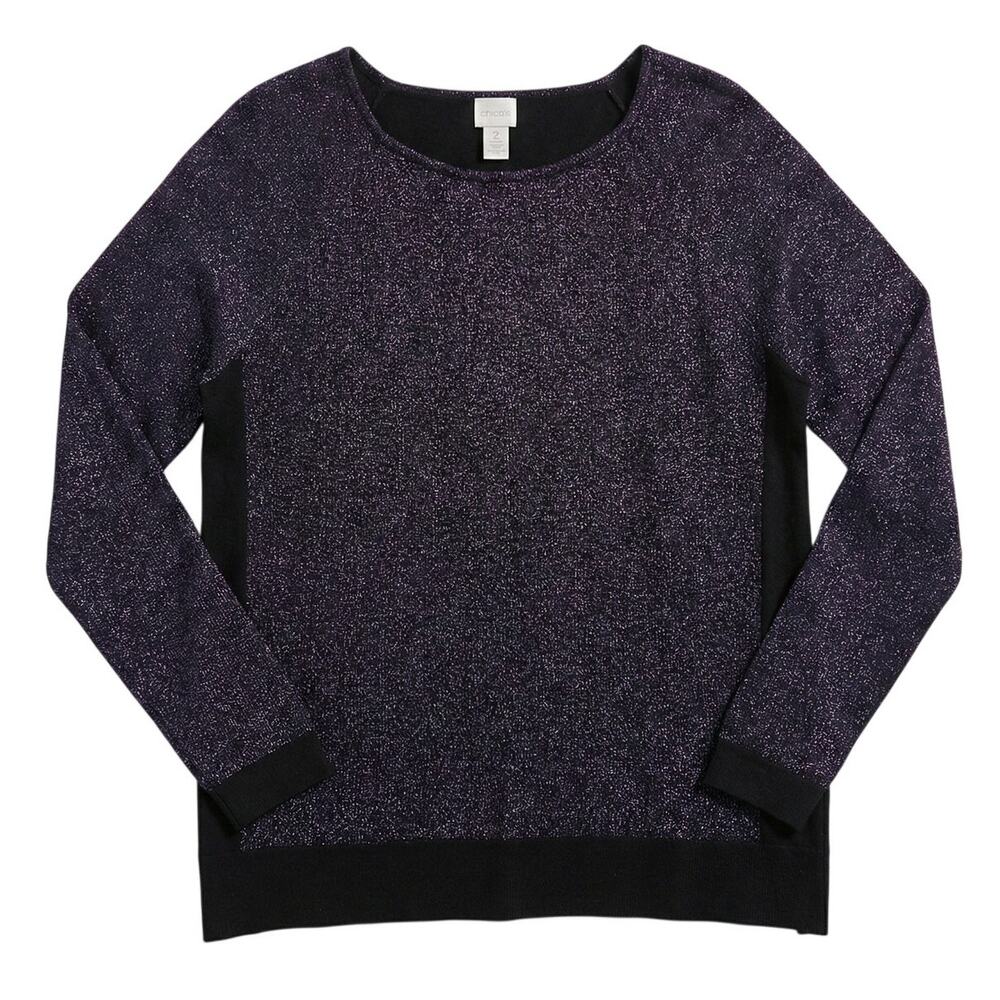 Weekends by Chico's‎ Womens L Whimsigoth Fairy Goth Romantic Metallic Sweater
